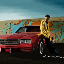 Jesse Pinkman and Chevy Monte Carlo Large Size Digital Painting