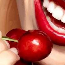 Detail of Cherry Girl #2 Large Size Digital Painting